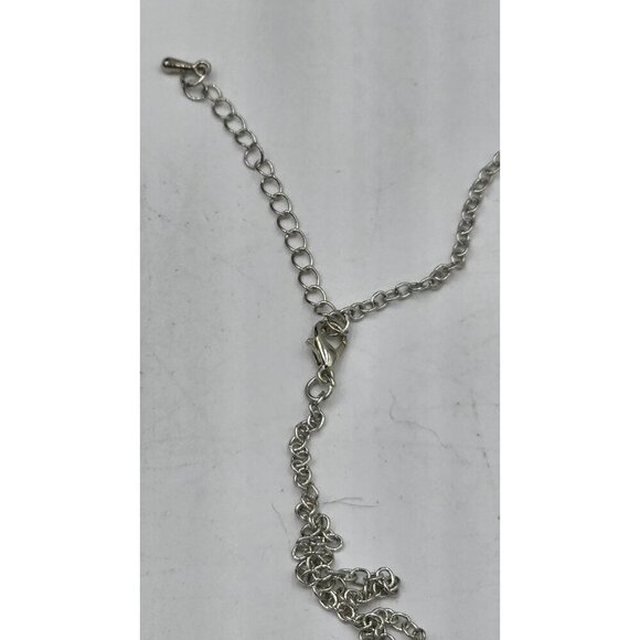 Bijoux By Meera Genuine Pink Chalcedony Stone Pendant w/ Silver Tone Rolo Chain - Picture 6 of 7